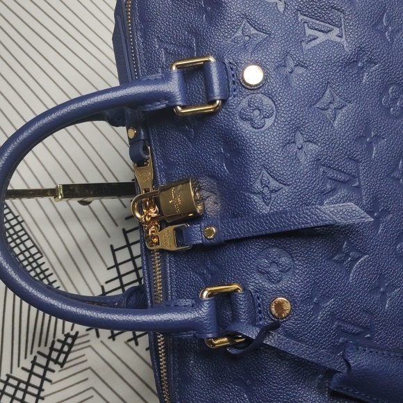 Louis Vuitton Blue Monogram Empreinte 25 Speedy - Picture 2 of 10